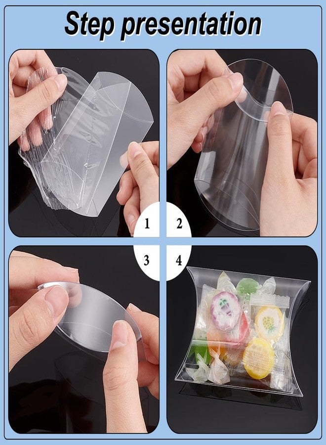 BENECREAT 50 Packs 3.5x2.5x1 Clear Plastic Pillow Favor Box Candy Treat Gift Box for Wedding Party, Mother's Day, Father's Day Gift Packaging - Image 4